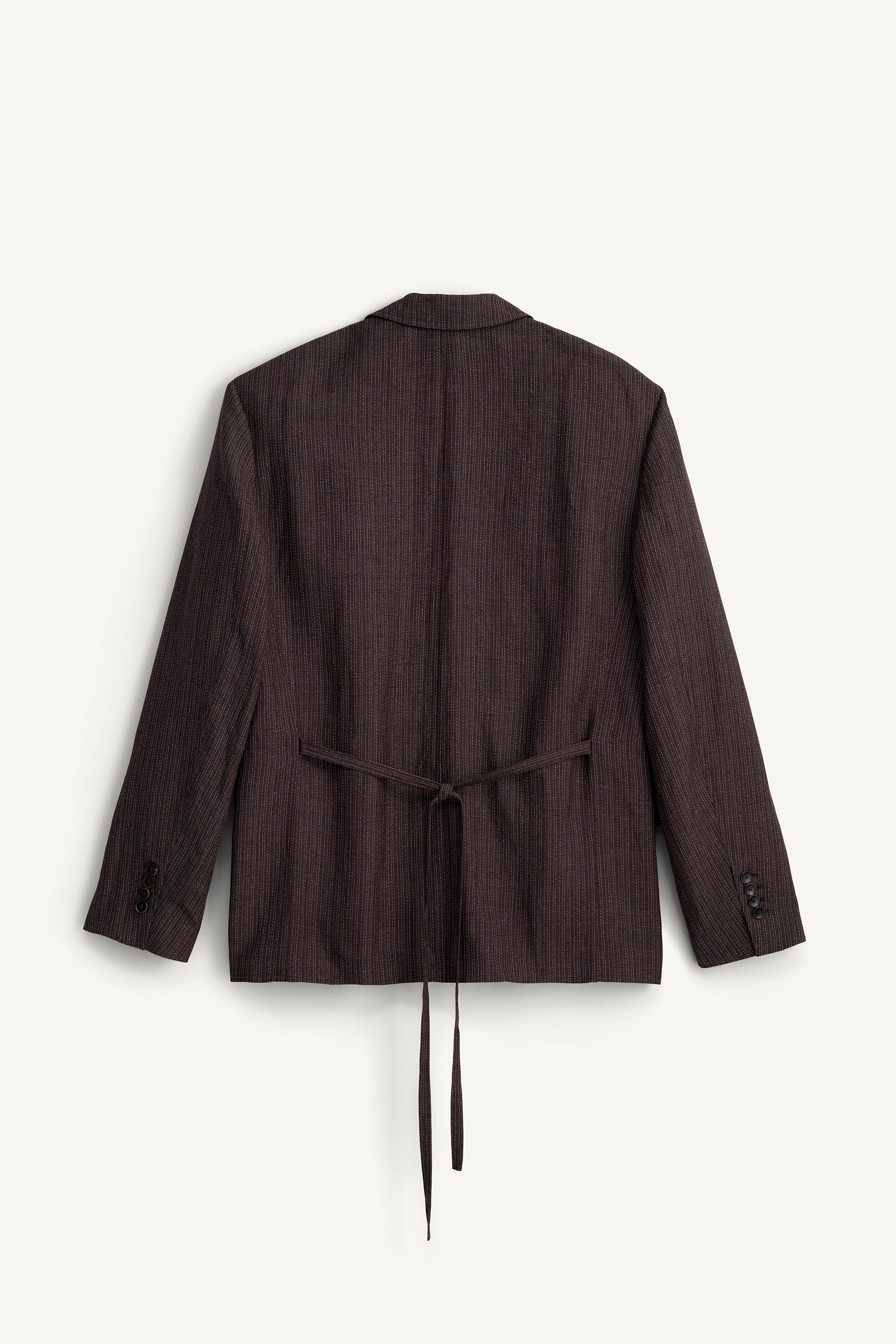 STRIPED VISCOSE - LINEN SUIT JACKET