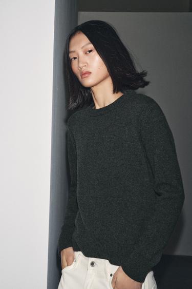 CASHMERE AND WOOL BASIC SWEATER - Dark grey by Zara