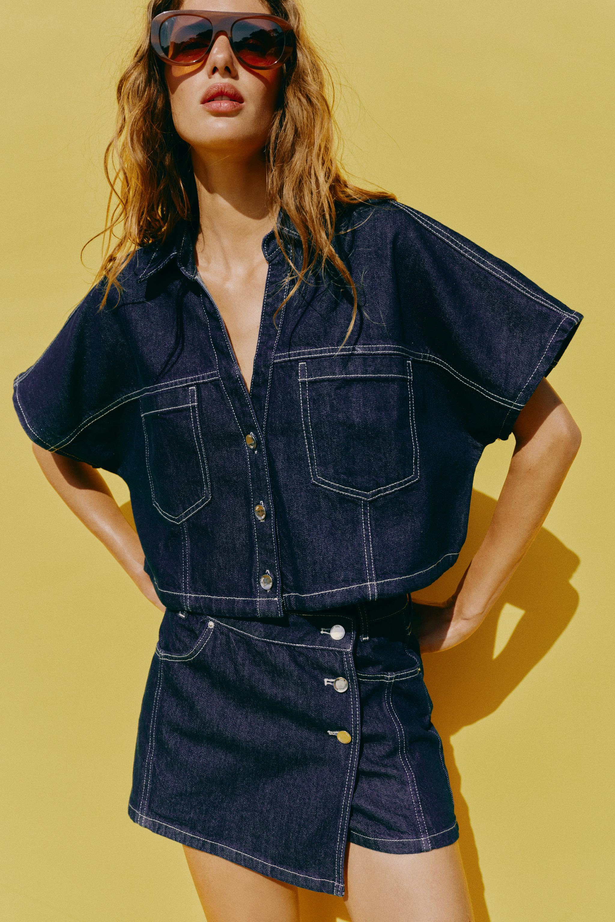 Z1975 DENIM CROP SHIRT & SKORT SET | ZARA Canada