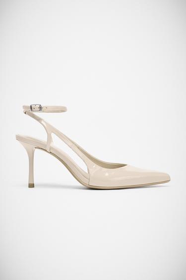 SAPATO DE SALTO COM EFEITO ENVERNIZADO - Cru da Zara