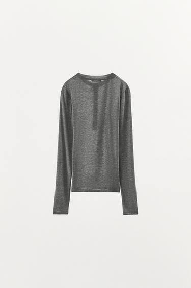 LYOCELL BLEND HENLEY T-SHIRT - Grey by Zara - Image 4