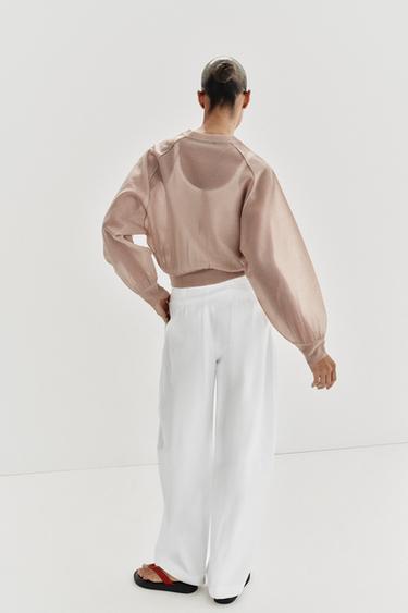 BOMBER EN MAILLE - Beige rosé de Zara - Image 5