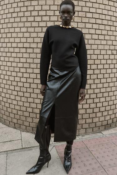 KNIT JUMPER WITH BEADED NECKLINE - Black by Zara - Image 0