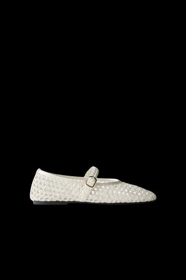 Zara OPENWORK BALLET FLATS - White - Image 0