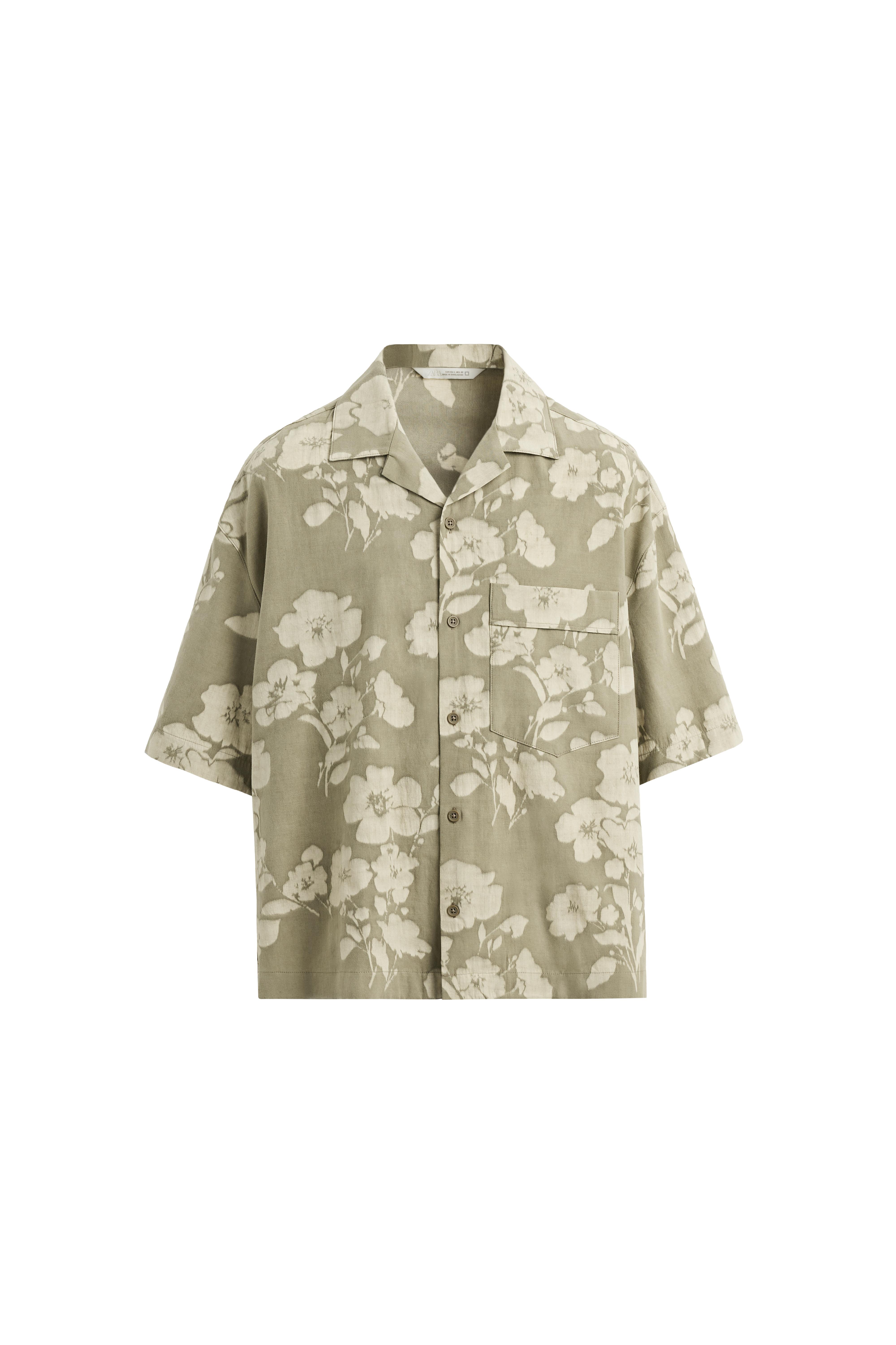 FLORAL JACQUARD SHIRT - Sage Green | ZARA South Africa