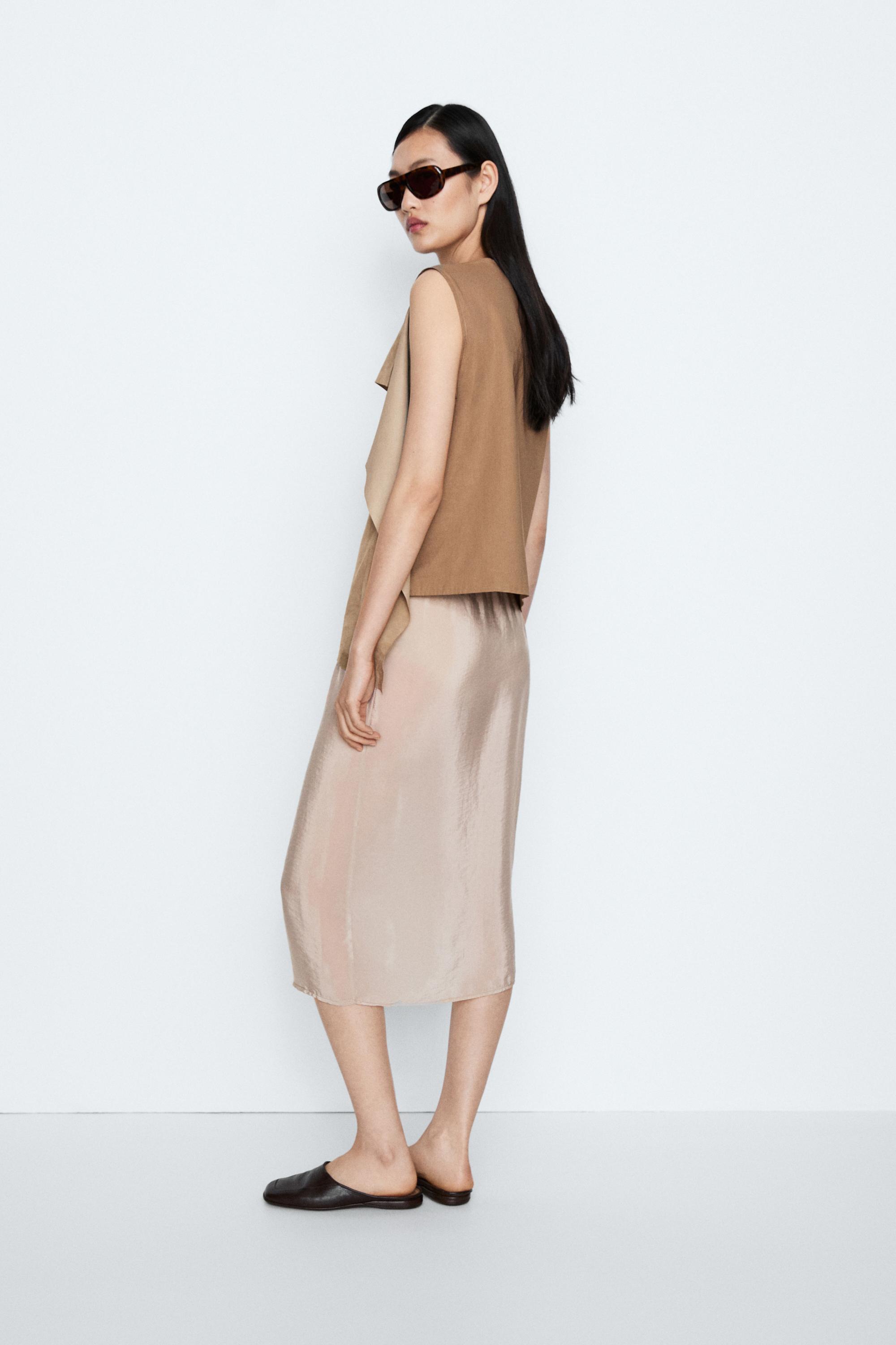 Asymmetric suede top - STUDIO — Stone