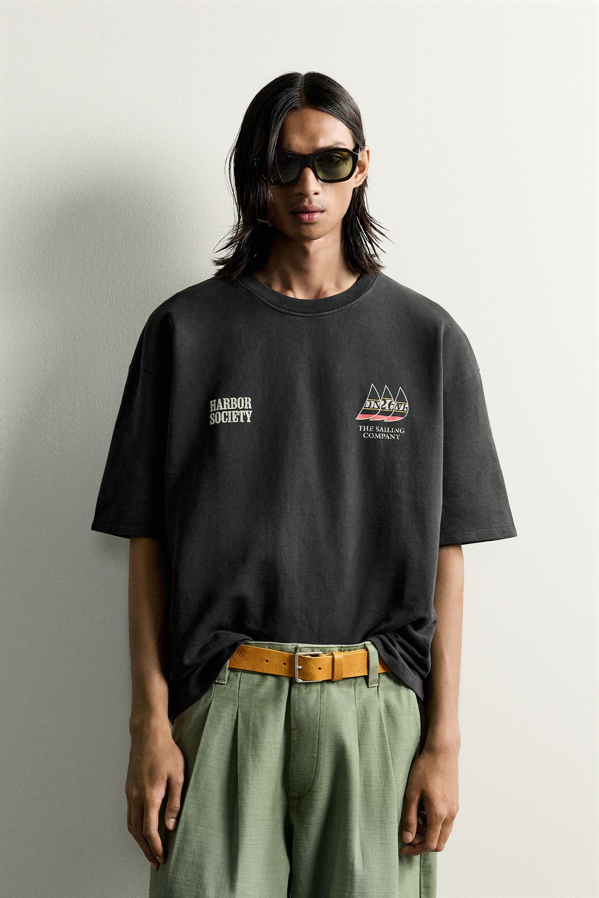 WASHED NAUTICAL PRINT SWEATSHIRT — Dark anthracite