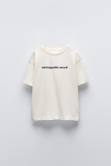 Zara TEXT T-SHIRT - Oyster-white