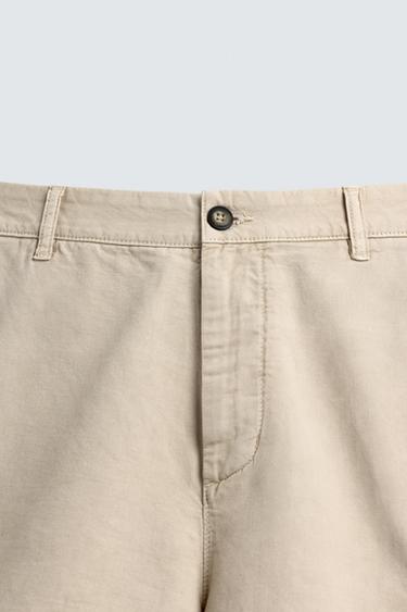 SHORT CARGO COTON ET LIN - Beige clair de Zara - Image 8