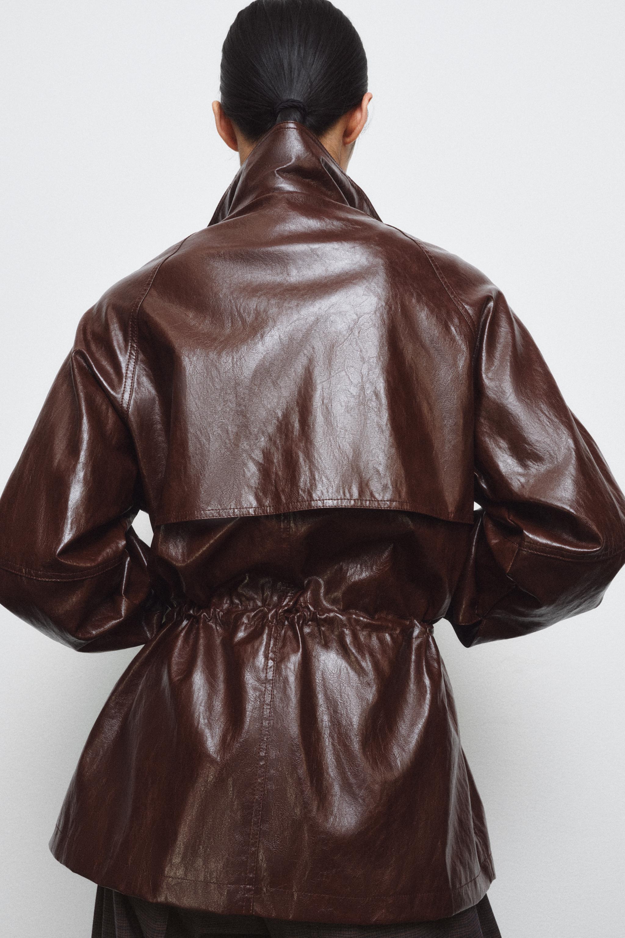ZW COLLECTION FAUX LEATHER JACKET - Brown | ZARA Australia