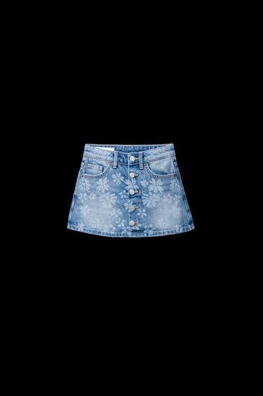 DENIM-BERMUDAROCK MIT BLUMEN - Blau von Zara - Bild 0