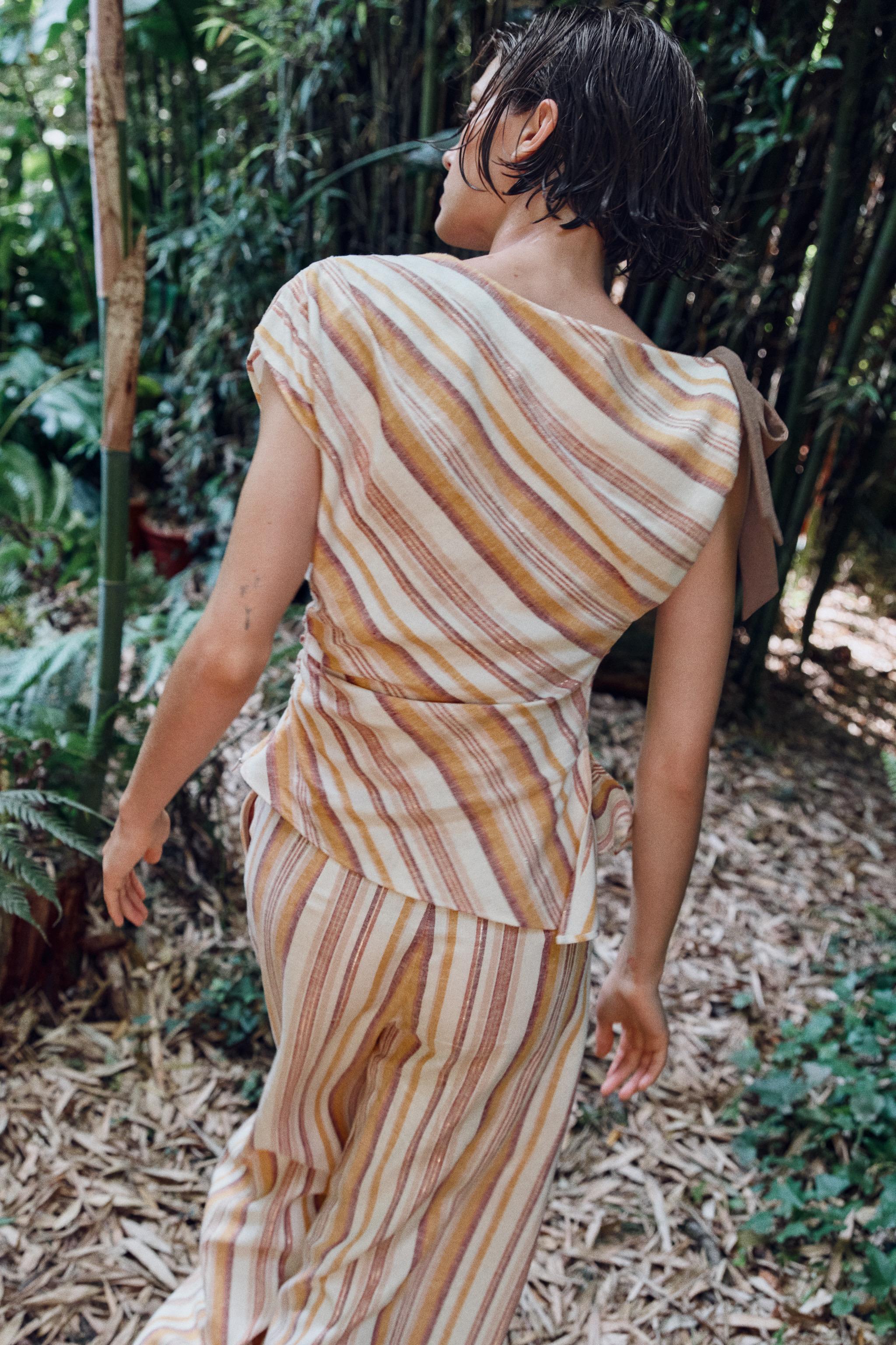 Женские рубашки Zara LINEN STRIPED TOP — фото 5