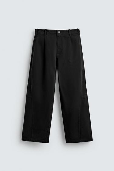 RELAXED FIT TROUSERS WITH TURNED SEAM - Black by Zara