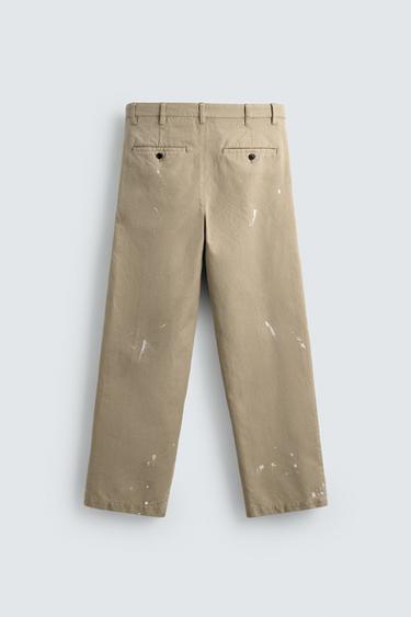 PANTALON CHINO STRAIGHT FIT EFFET ÉCLABOUSSURES - Beige de Zara - Image 7