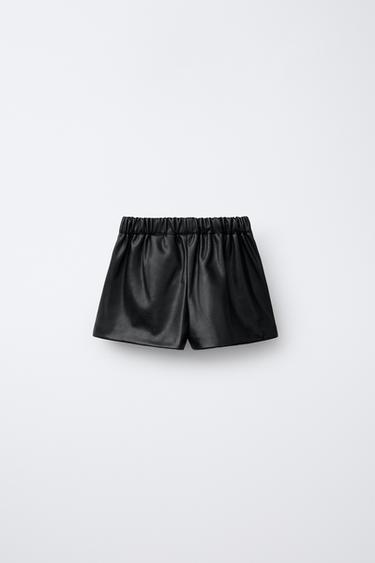 JUPE-SHORT AVEC NŒUD EN MATIÈRE SYNTHÉTIQUE - Noir de Zara - Image 1
