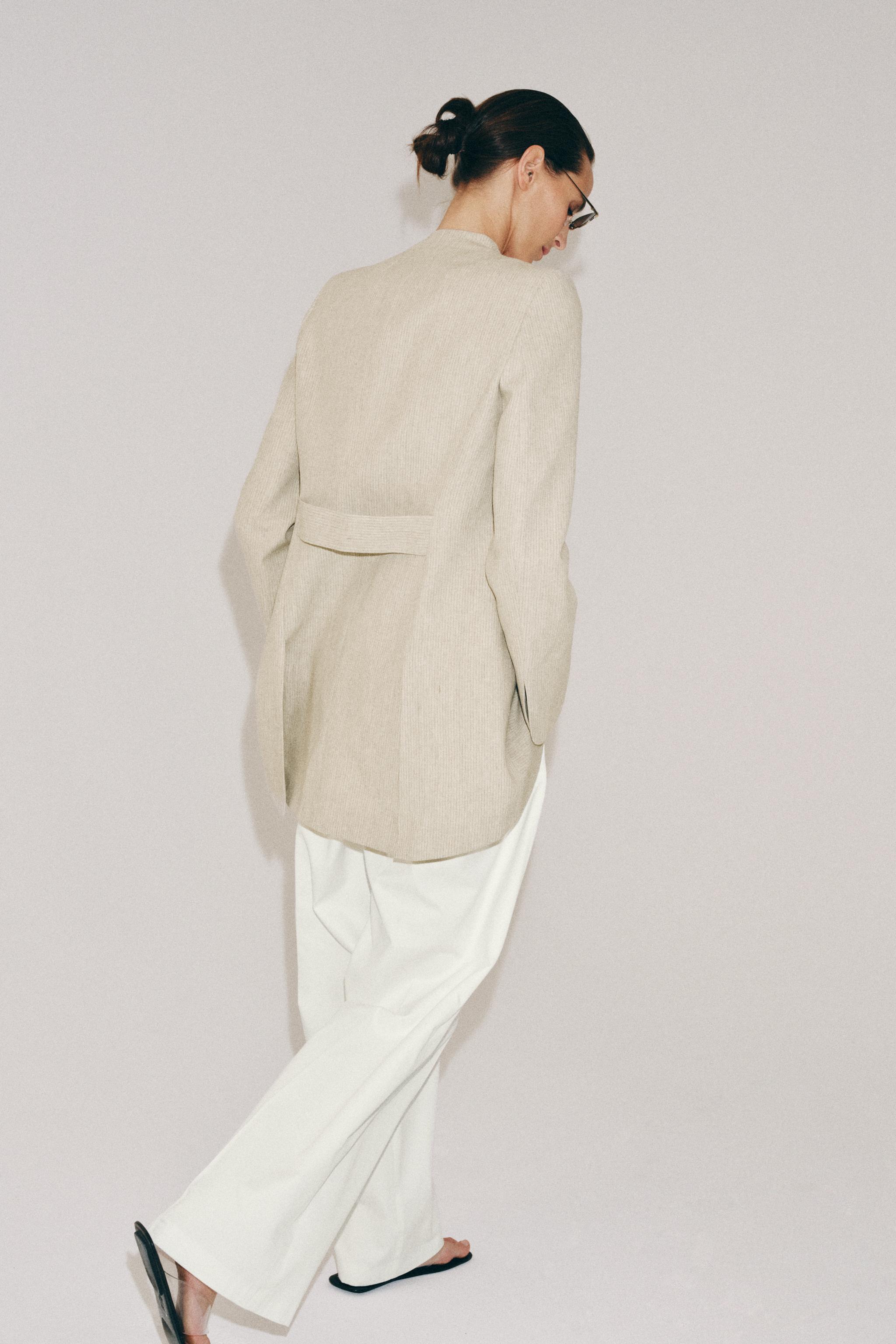 ZW COLLECTION ÇİZGİLİ UZUN BLAZER - Görsel 3