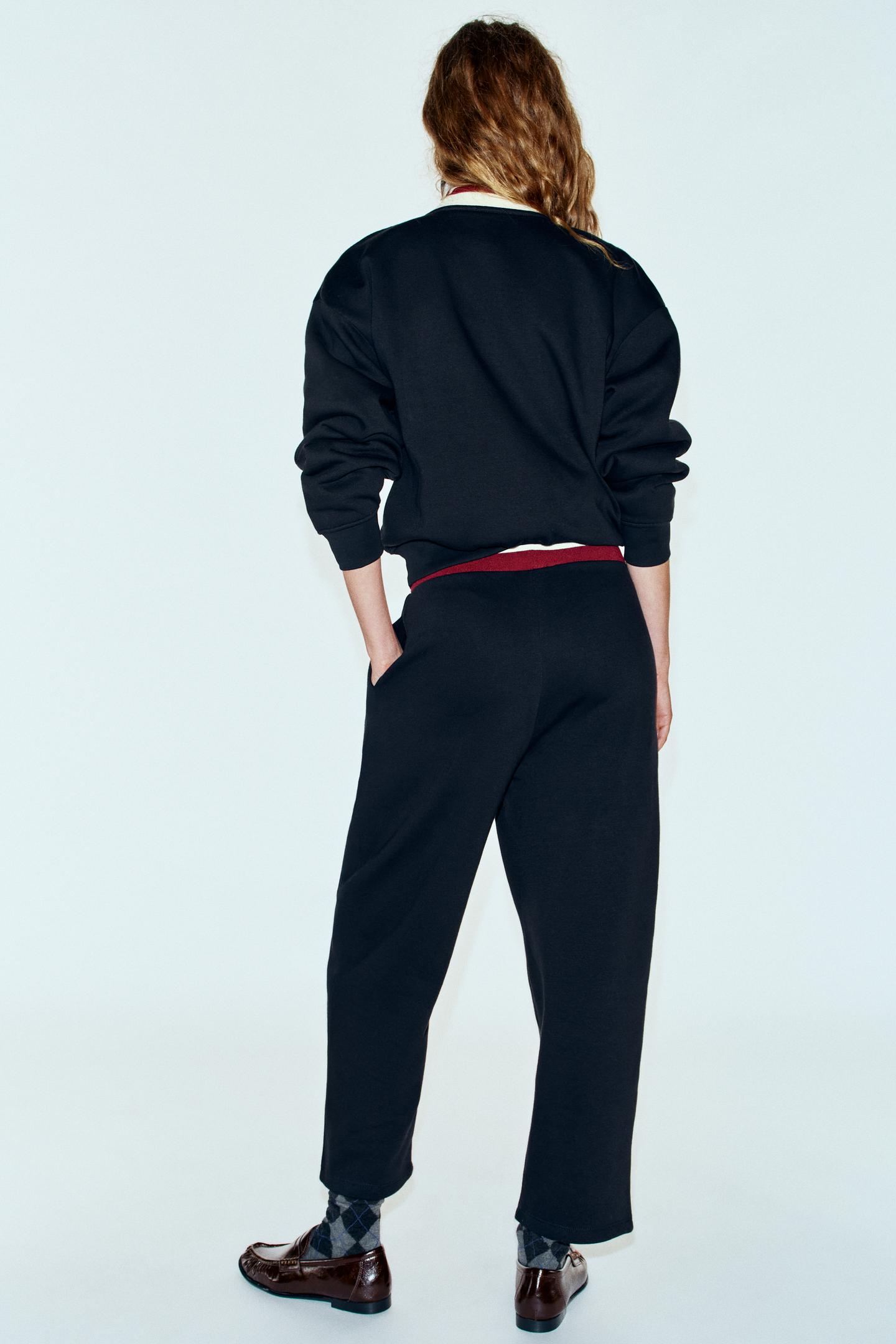 Женские брюки Zara ZA Embroidered Sweatshirt, цвет: Тёмно-синий — фото 6
