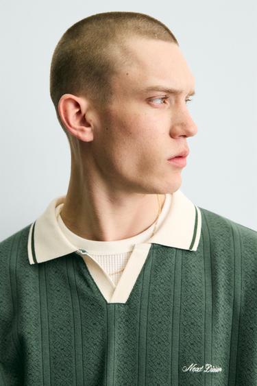 POLO JACQUARD VERTICAL BRODÉ - Vert de Zara - Image 5