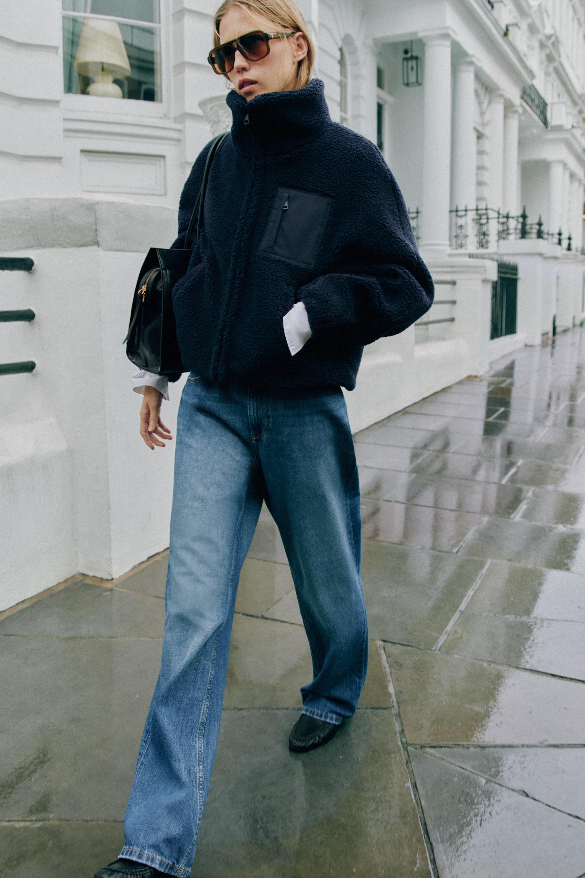FAUX SHEARLING JACKET WITH COMBINED POCKET