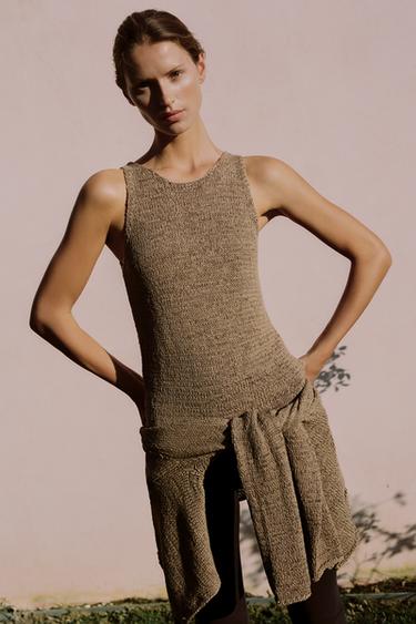 THICK KNIT TOP - Dark tan by Zara