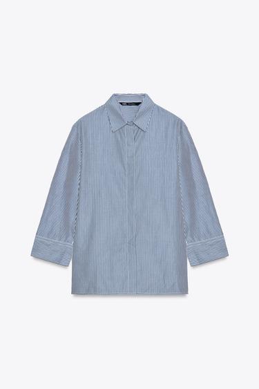 CAMISA RAYAS ZW COLLECTION - Marino / Blanco de Zara - Imagen 0