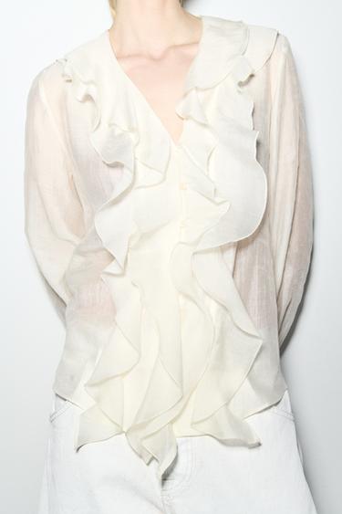 CAMISA VOLANTES ZW COLLECTION - Crudo de Zara