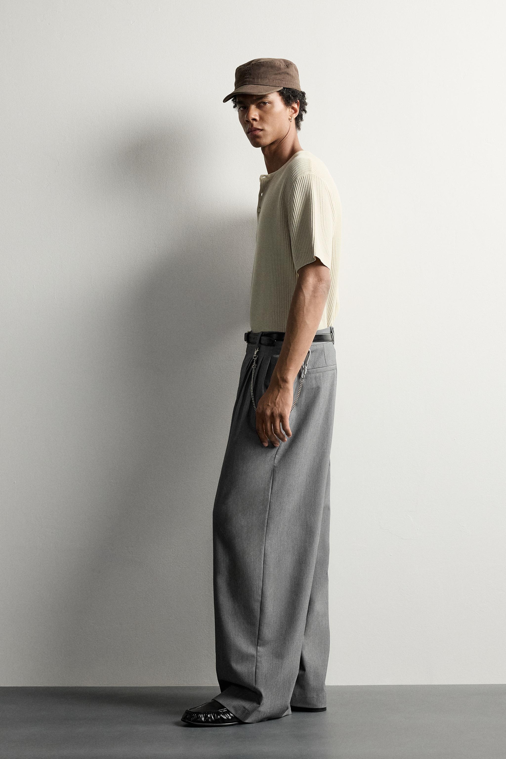 PANTALON COUPE LARGE À PLIS