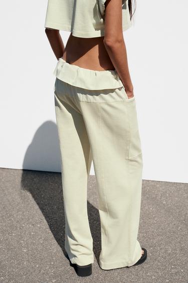 POPLIN WAIST TROUSERS - Green by Zara - Image 3