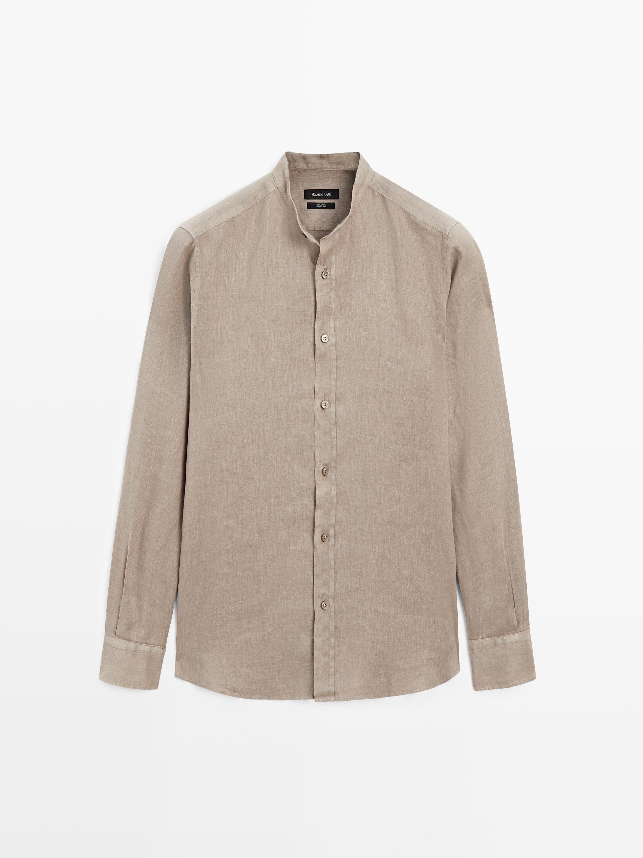 Slim fit stand collar shirt