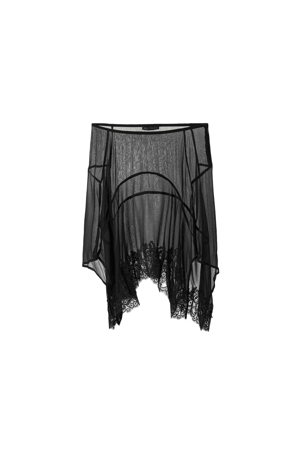 ASYMMETRIC LACE GEORGETTE SKIRT - image 3