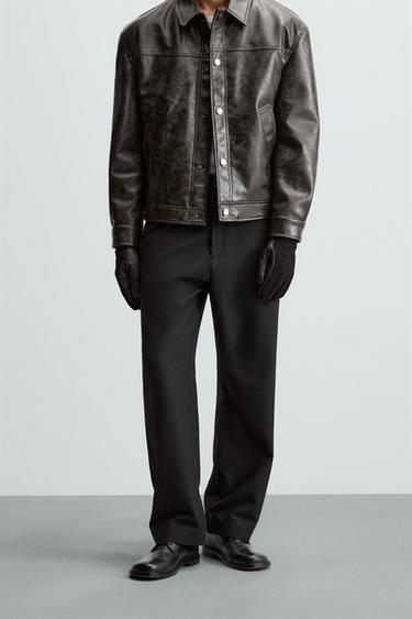 Zara STRAIGHT FIT COMFORT PANTS - Black