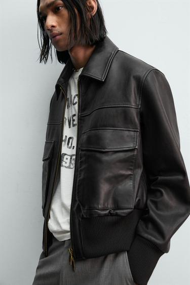 BLOUSON COURT EN CUIR ÉDITION LIMITÉE - Noir de Zara - Image 5