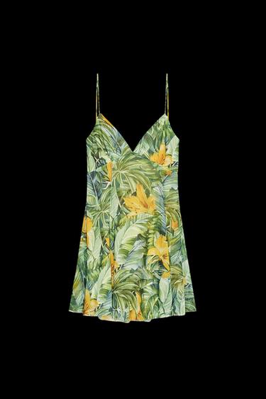 KURZES KLEID MIT TÜLL UND PRINT - Grün von Zara - Bild 0