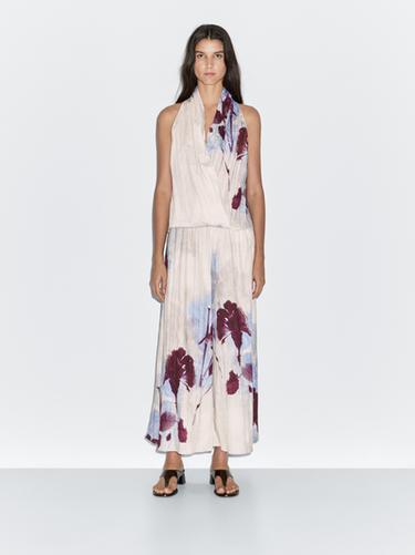 Zara Printed surplice halter top - white - Image 0