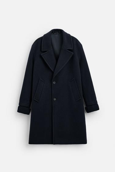 TEXTURED WOOL BLEND COAT - Navy blue by Zara