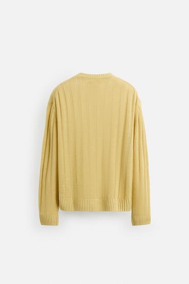 PULL 100 % LIN CÔTELÉ - Jaune de Zara - Image 7