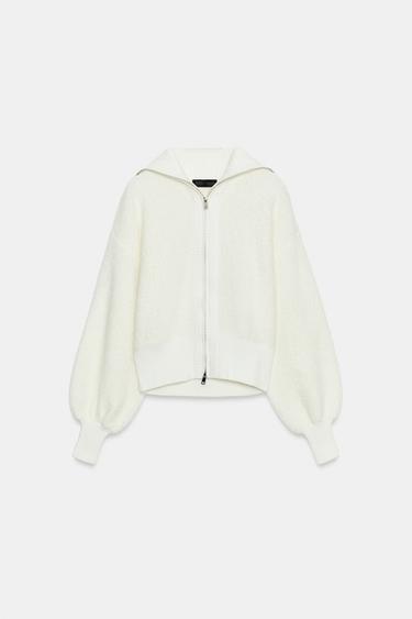 ZIP-UP KNIT CARDIGAN - Oyster-white by Zara - Image 0