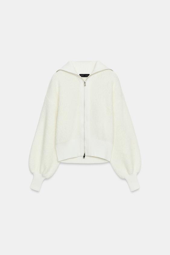 CHAQUETA PUNTO CREMALLERA - Blanco roto de Zara - Imagen 0