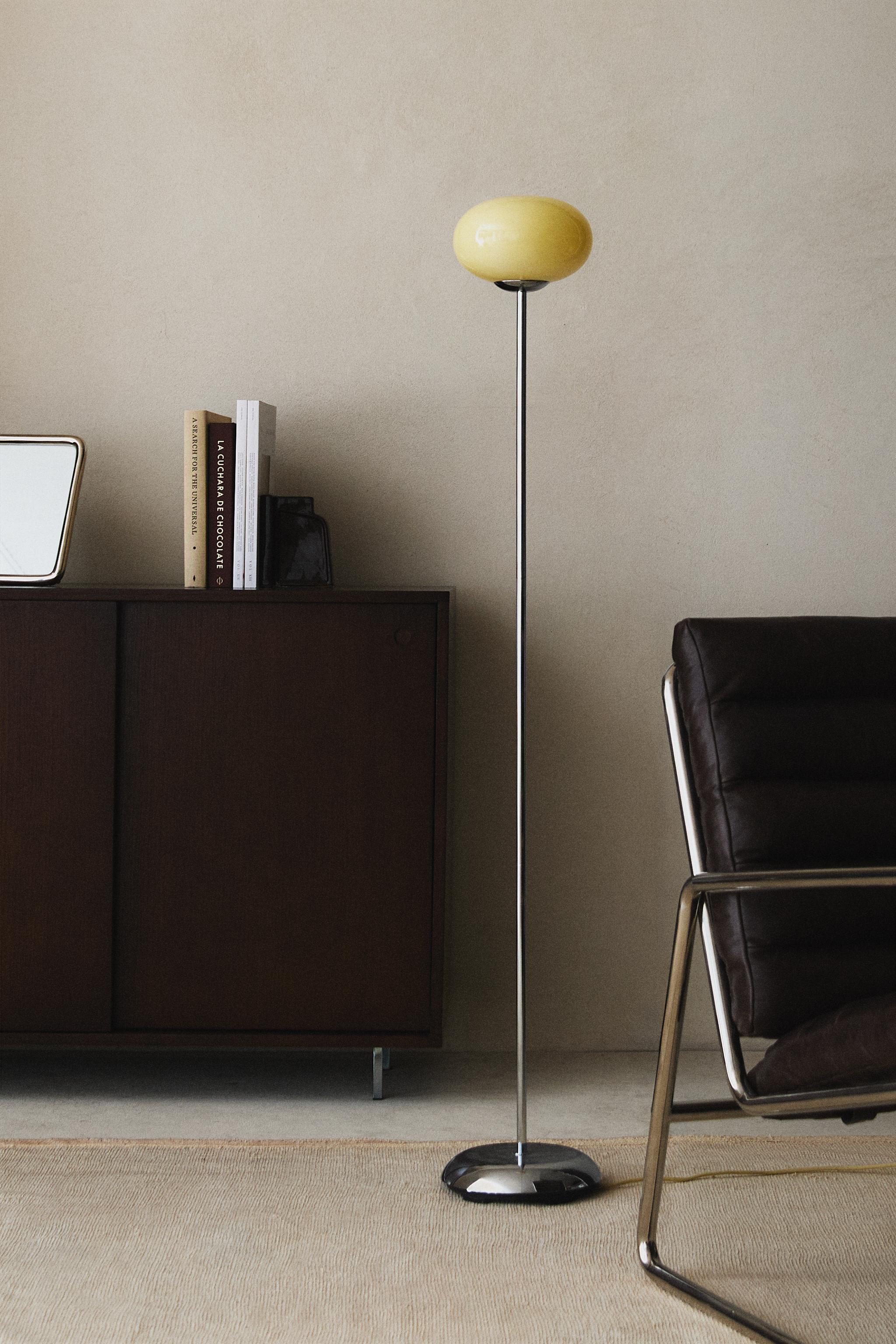 GLASS AND METAL FLOOR LAMP