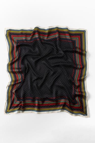 100% VISCOSE POLKA DOT PRINTED SCARF — Black 1
