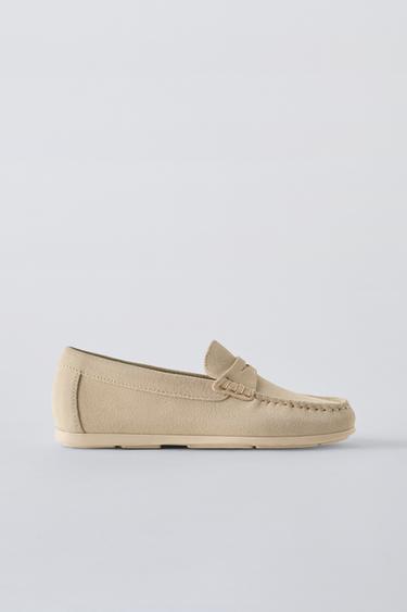 Zara LEATHER LOAFERS - Sandy Brown