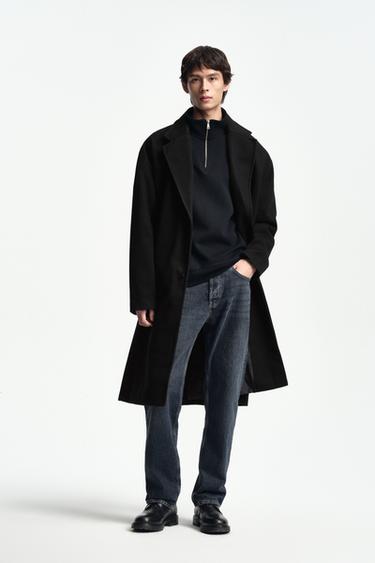 Zara 紋理防潑水大衣 - 黑色