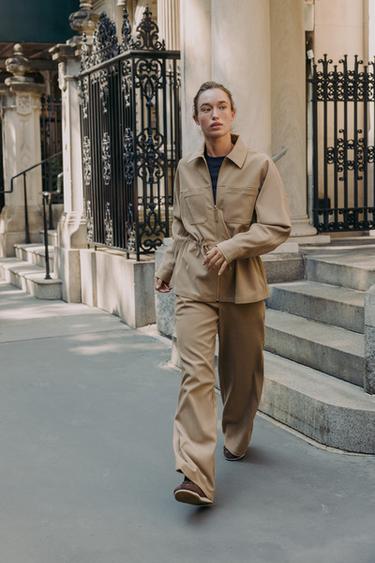 ADJUSTABLE WAIST JACKET WITH POCKETS - Mid-camel by Zara