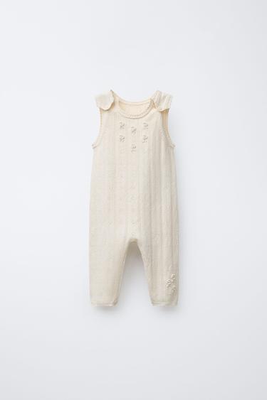CUTWORK AND EMBROIDERED KNIT DUNGAREES - Ecru by Zara