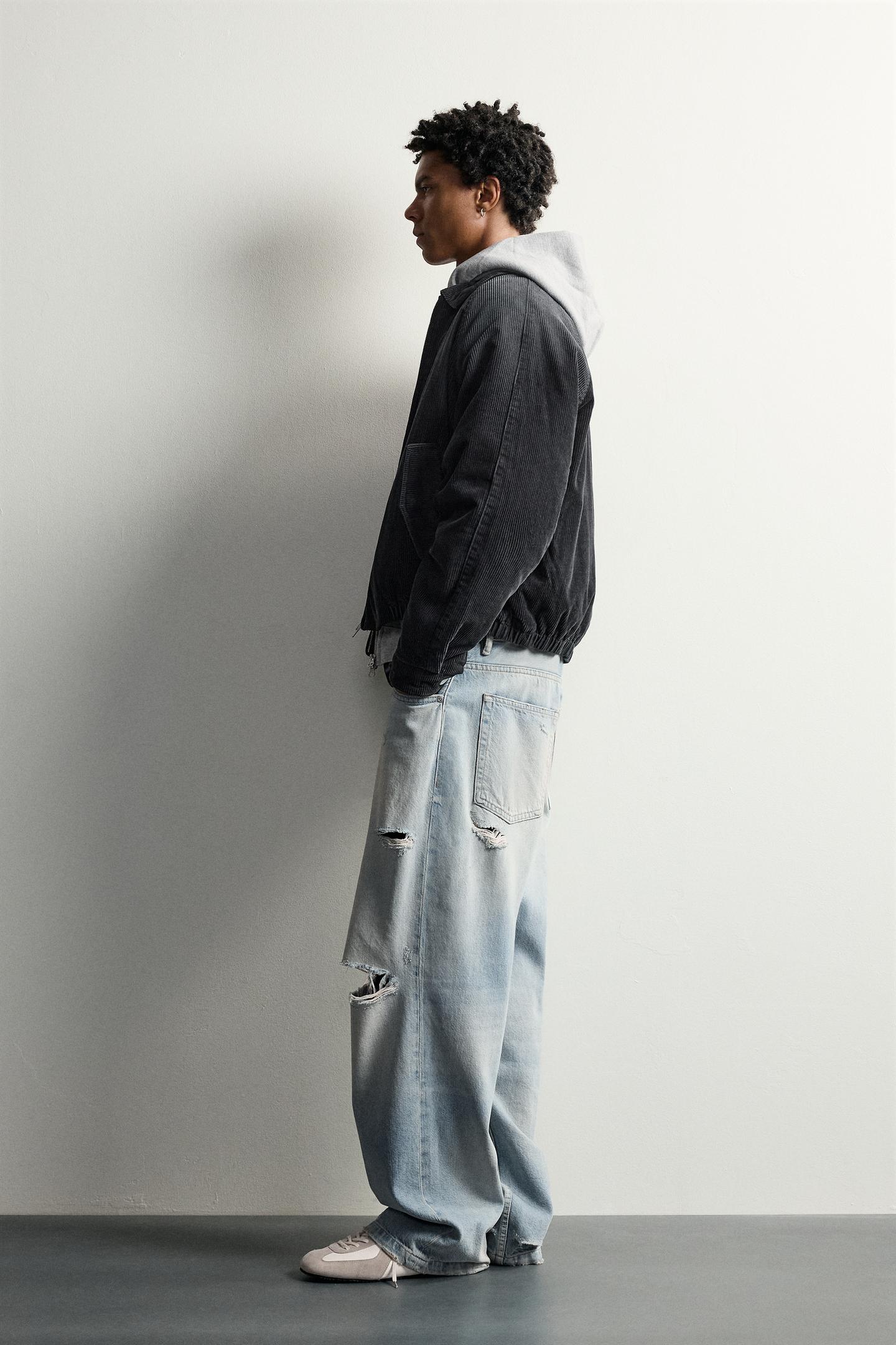 Мужская куртка Zara Relaxed Fit Padded Corduroy, цвет: Угольный — фото 4