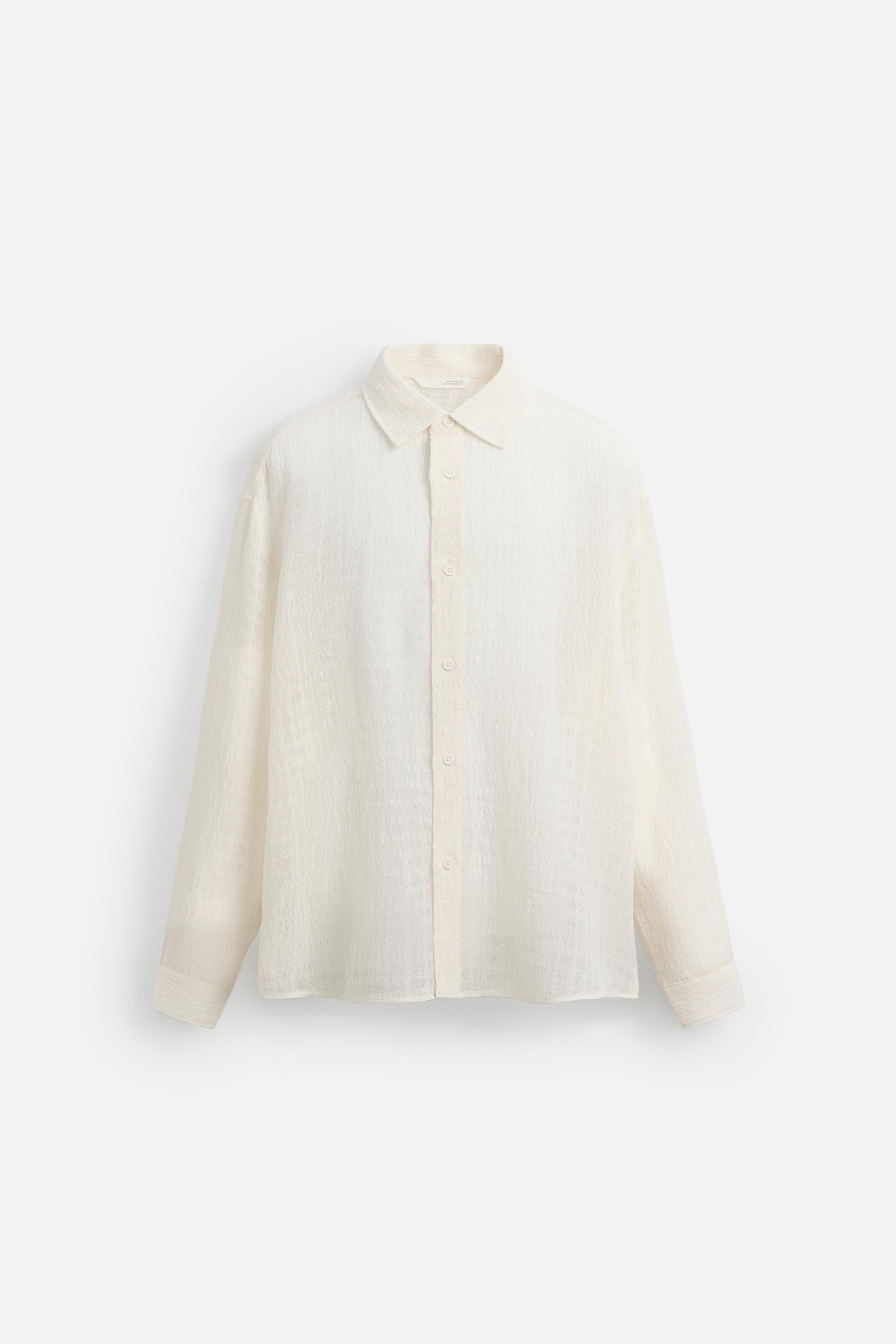TEXTURED LINEN - COTTON SHIRT - Oyster-white | ZARA United