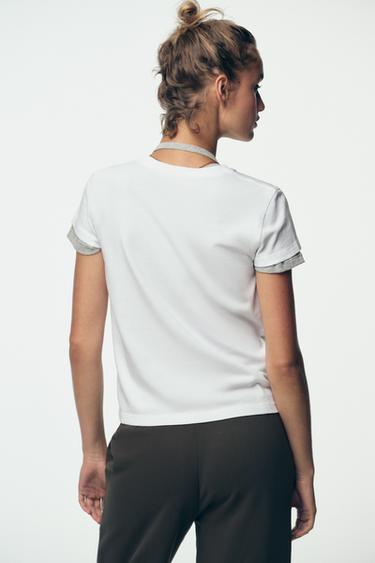 T-SHIRT DÉLAVÉ AVEC POCHE - Blanc de Zara - Image 5