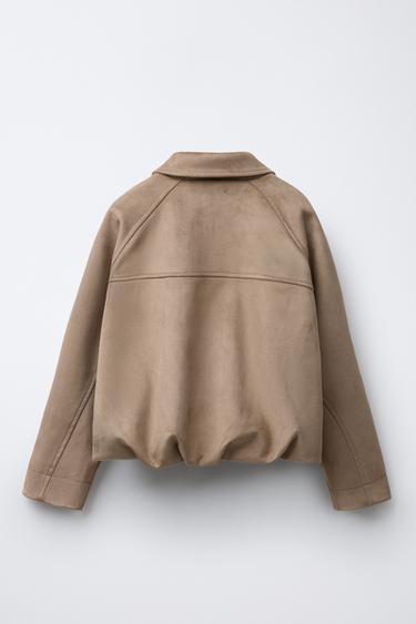 FAUX SUEDE BALLOON JACKET - Sand by Zara - Image 1