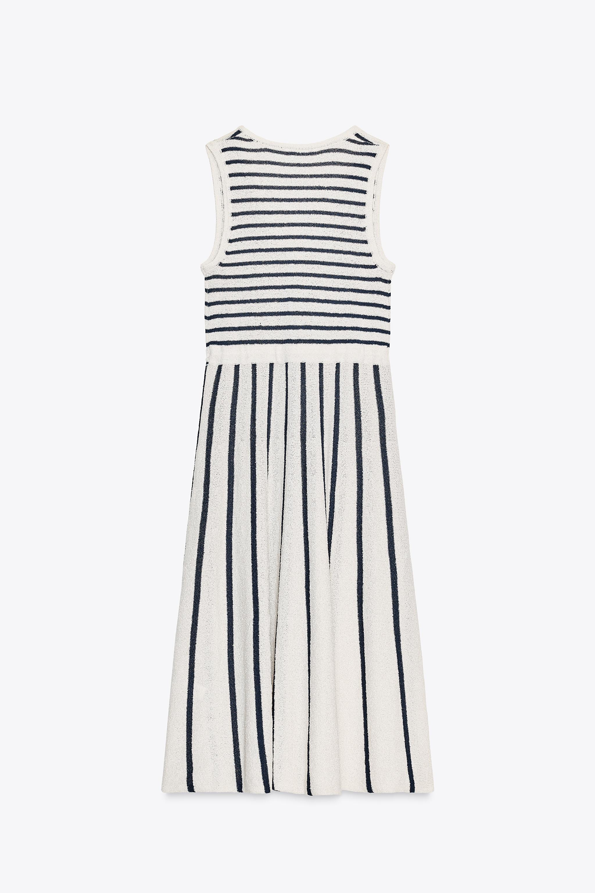 STRIPED CUT-OUT KNIT DRESS