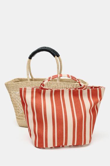 CABAS DOUBLE TRESSÉ - Beige clair de Zara - Image 4